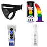 Kit strap-on para principiantes con arnés universal y dildo de silicona