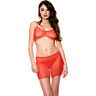 Conjunto de lencería Music Legs TOP, FALDA Y TANGA ROJOS