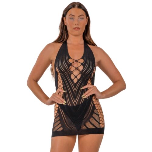 Lencería Sexy Lace Halter Neck con Detalle Corset