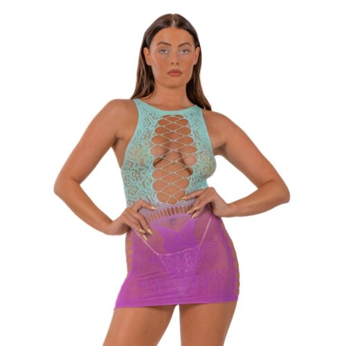 Vestido Mini Lace con Detalle de Encaje Falso