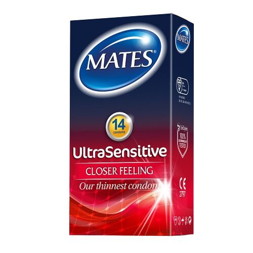 Preservativos Mates Ultra Sensitive 14 Pack con textura suave