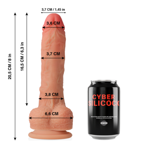 Dildo Cybersilcock Connor realístico de silicona líquida