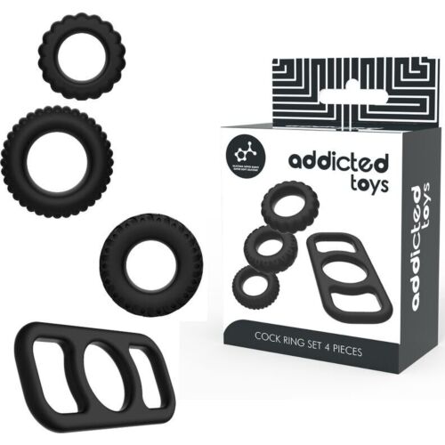 Set de 4 Anillos Pene Addicted Toys para Erecciones Duraderas