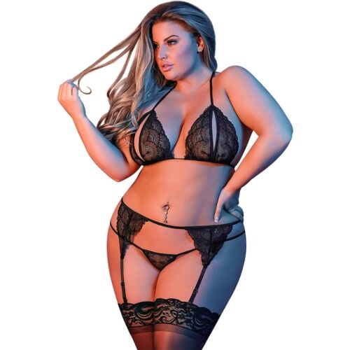 Conjunto de Lencería Outlet BRA GARTER & G-SET BLACK L/XL