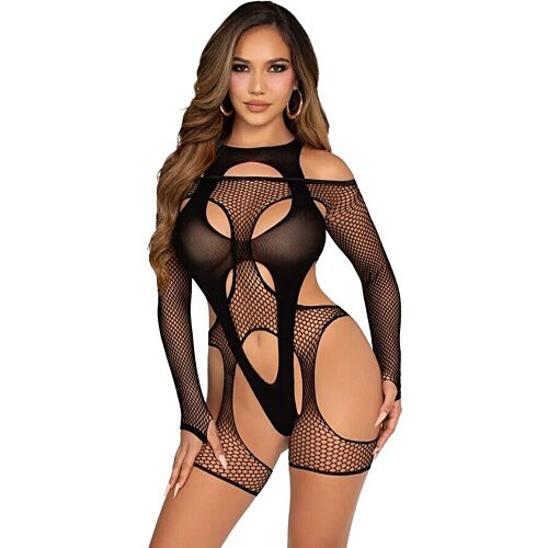 Body de Rejilla Leg Avenue con Ligas y Arnés