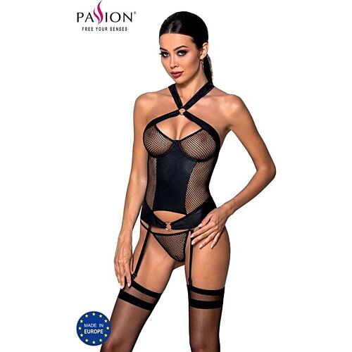 Corsé Passion Woman Amanda L/XL - Cuero y Malla Sensual