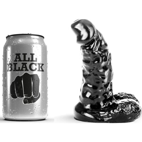 Dildo All Black 13 cm con caña acanalada
