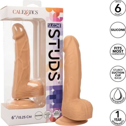 Pene realista CALEXOTICS Silicone Studs 15.24 cm con succión