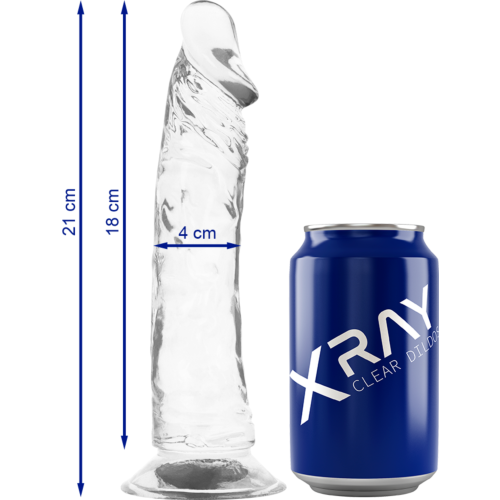 Dildo X RAY Clear 21 cm con base de ventosa