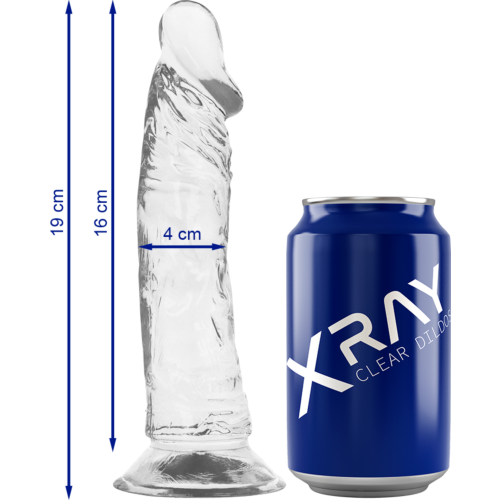 Dildo X RAY Clear 19 cm con base de ventosa