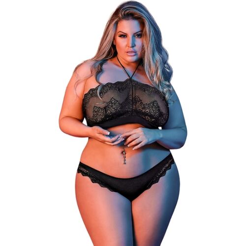 Conjunto de lencería Bandaux & Panty negro L/XL