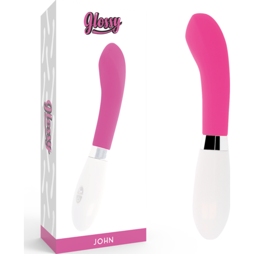 Vibrador GLOSSY John con curva adaptada al cuerpo femenino