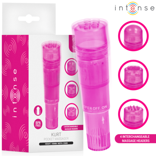 Mini vibrador INTENSE FUN TOYS KURT | 4 cabezales