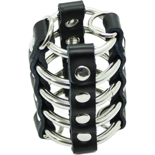 Correas para Pene OHMAMA FETISH - Jaula y Anillas Metálicas