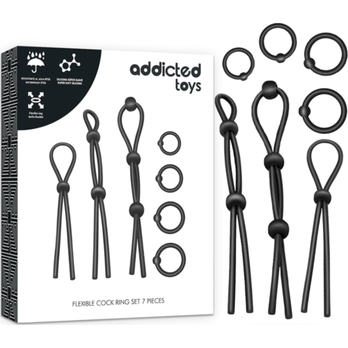 Kit de anillas silicona flexible ADDICTED TOYS para el pene