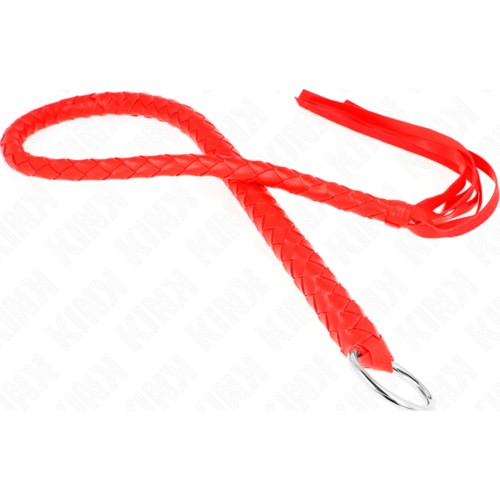 Látigo BDSM KINK con anillo de mano rojo de 65 cm