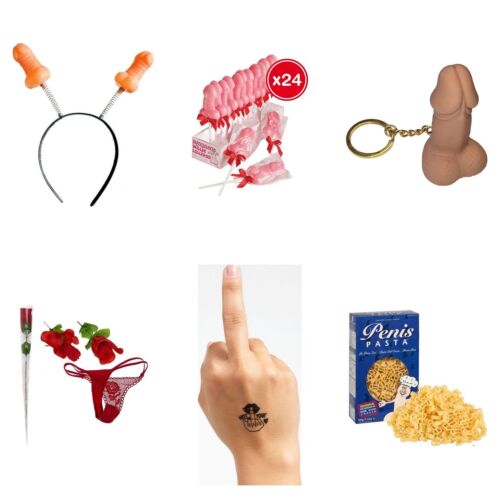 Kit despedida de soltera con diadema, piruleta, tatuajes y regalos de broma