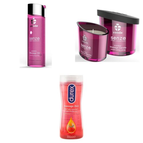 Kit de masaje erótico con aceite, vela y gel 2 en 1