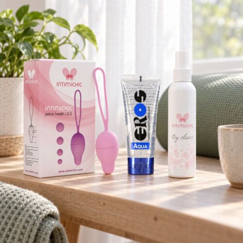 Kit de suelo pélvico con bolas de Kegel de peso progresivo – escena de ambiente (imagen generada con IA)