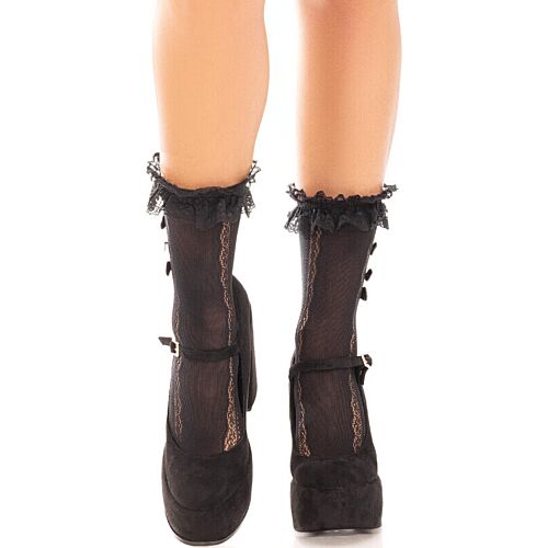 Medias Leg Avenue con volantes y corazones