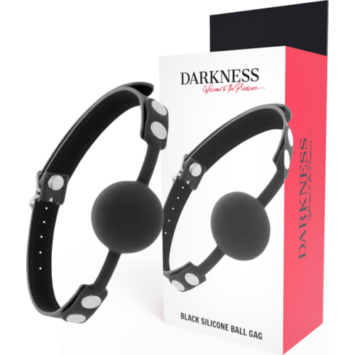 Mordaza BDSM Darkness - Silicona y cuero ajustable