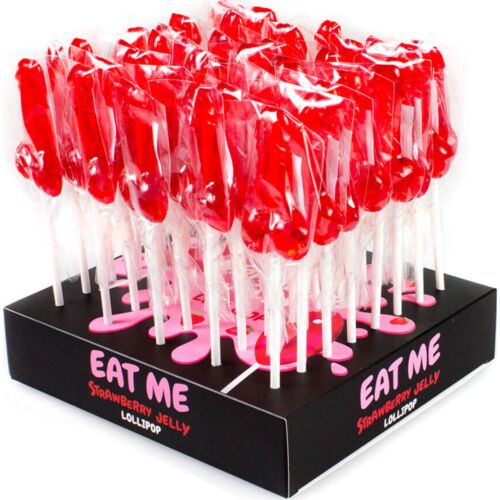 Pack de 40 piruletas pene de fresa Secret Play con expositor