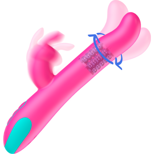 Vibrador Rabbit Happy Loky Pluto con rotación y control remoto