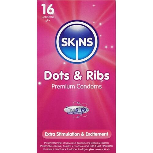 Condones Skins Dots & Ribs con nervaduras y puntos