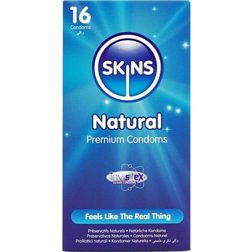 Condones SKINS Natural 16-Pack con sensación de segunda piel