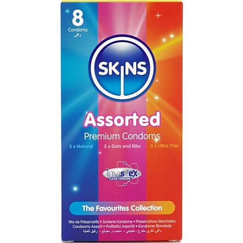 Pack Surtido de Preservativos Skins - Natural, Dots & Ribs, Ultrafinos