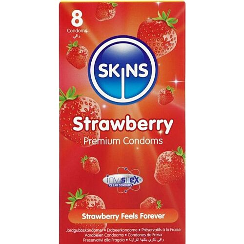 Preservativos SKINS Sabor Fresa - Pack de 8