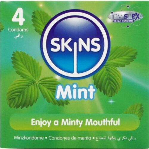 Preservativos SKINS Mint Pack 4 con sabor a menta fresca