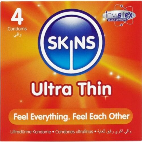 Condones Skins Ultra Finos 4-Pack con Sensibilidad Mejorada
