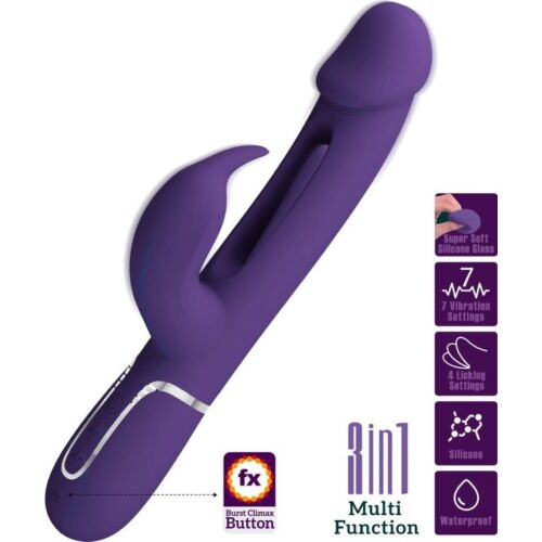 Vibrador Rabbit Pretty Love Kampas multifunción con lengua