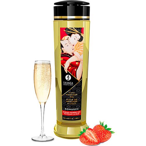 Aceite de Masaje Erótico Shunga Romance 240 ml con Aroma a Fresas