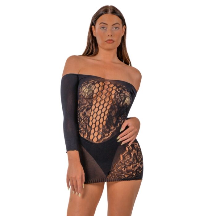 Vestido Lencería Lace Off the Shoulder Mini Dress Vestido Lencería Lace Off the Shoulder Mini Dress