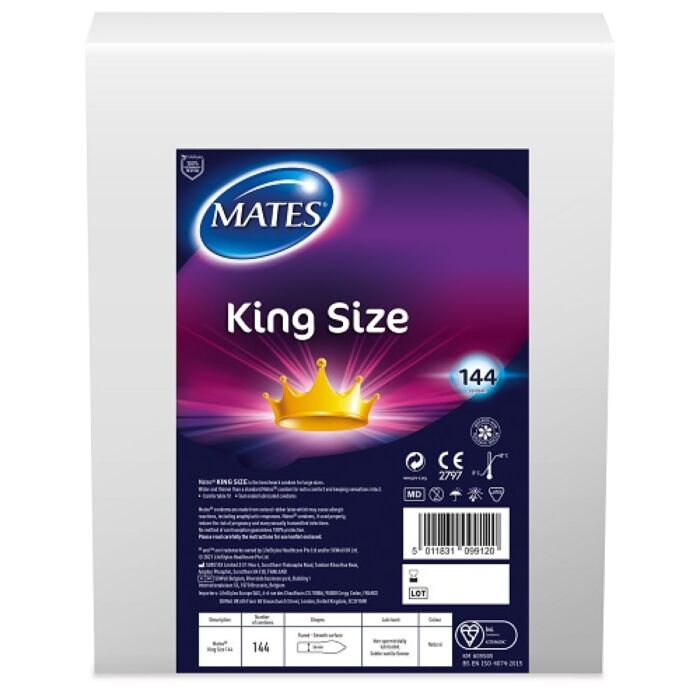 Condón Mates King Size con ajuste amplio y lubricado Condón Mates King Size con ajuste amplio y lubricado