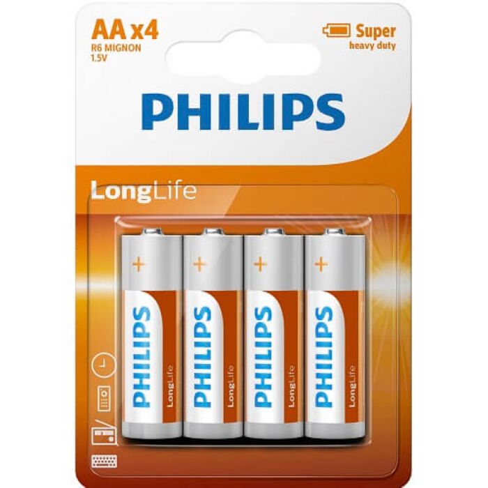 Pilas AA Philips 4 Pack | Alta calidad y duración Pilas AA Philips 4 Pack | Alta calidad y duración