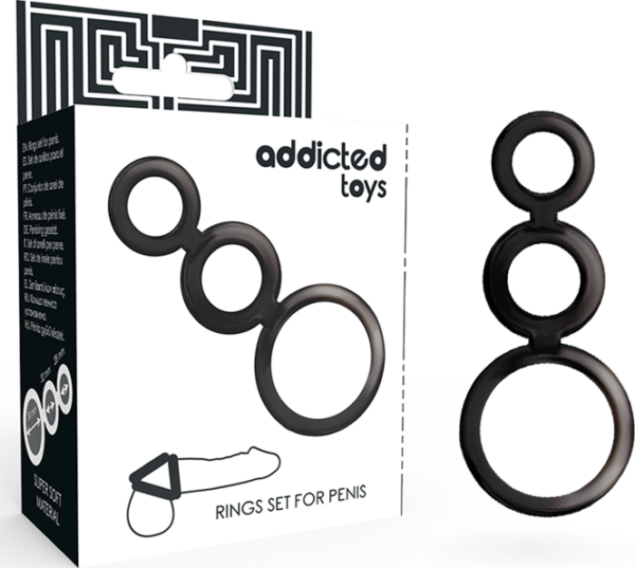 Anillos Pene ADDICTED TOYS Set Ahumado con 3 Tamaños