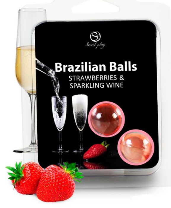 Bolas Brazilian Balls Secretplay con lubricante sabor fresa y cava