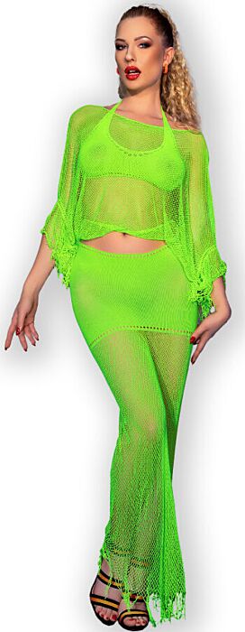 Conjunto Lencería Chilirose CR 4666 Top & Falda Verde