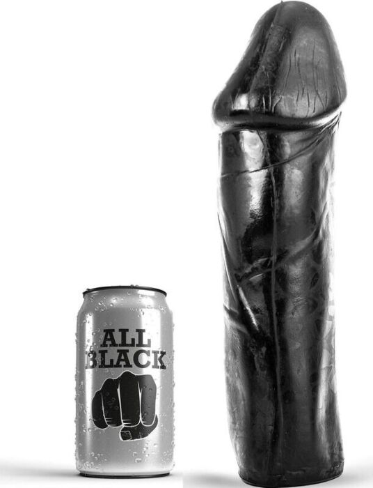 Dildo ALL BLACK Dong 28 cm sin testículos