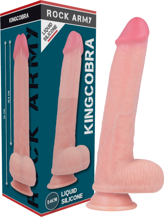 Dildo ROCK ARMY Kingcobra de silicona líquida de 24 cm