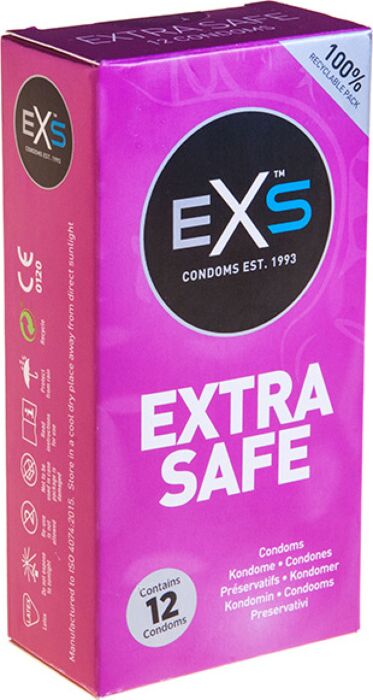 Exs extra safe - preservativo natural - 12 pack