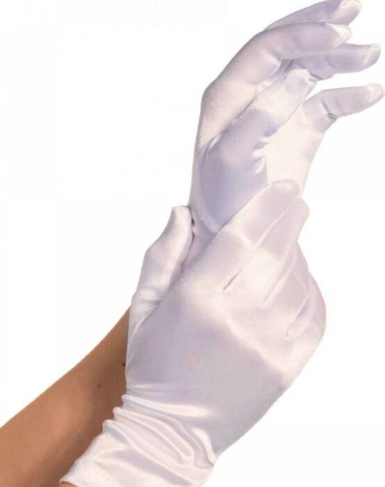 Guantes Satinados Blancos Glamouroso Guantes Satinados Blancos Glamouroso