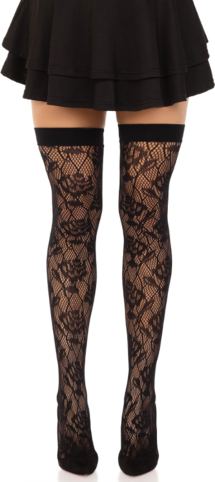 Medias Leg Avenue Rosas Silvestres Negro - Sexy Medias Leg Avenue Rosas Silvestres Negro - Sexy