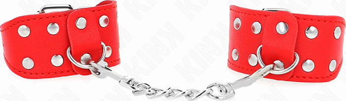 Muñequera BDSM KINK Roja Doble Línea de Tachuelas