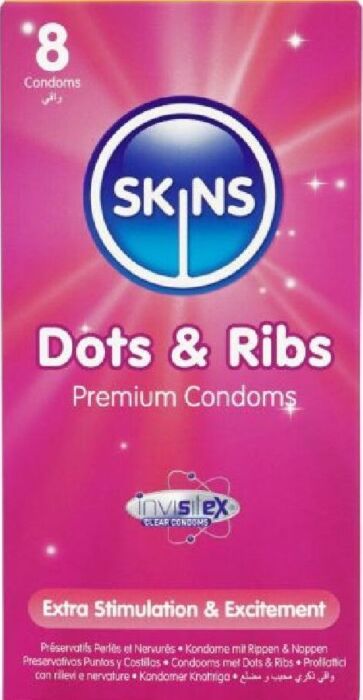 Preservativos Skins Dots & Ribs Pack 8 Texturizados