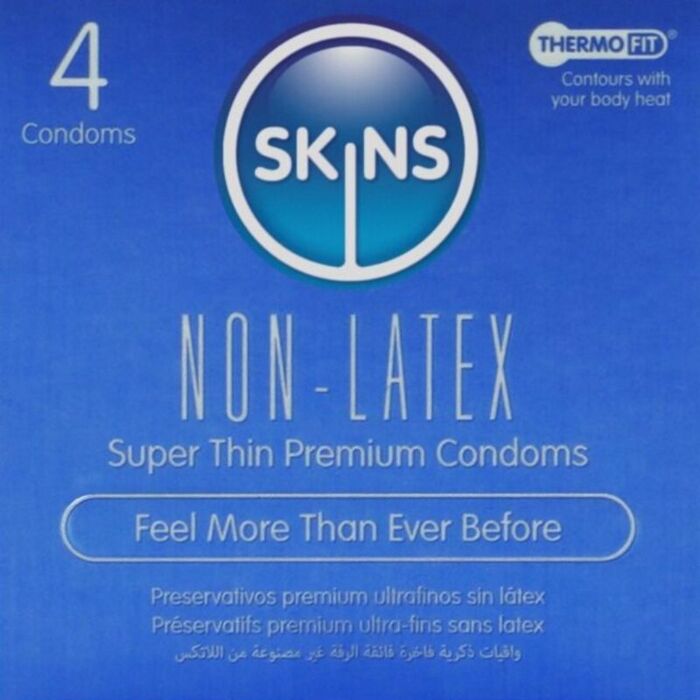 Preservativos Skins Pack de 4 | Sensación natural sin látex Preservativos Skins Pack de 4 | Sensación natural sin látex