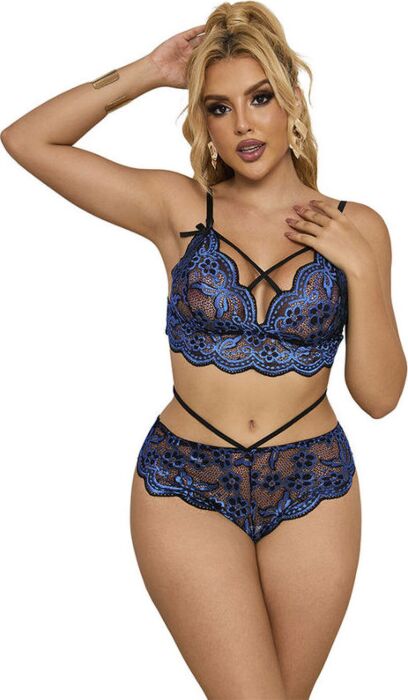 Sujetador y Panties Sublime Azul L/XL - Elegancia Irresistible